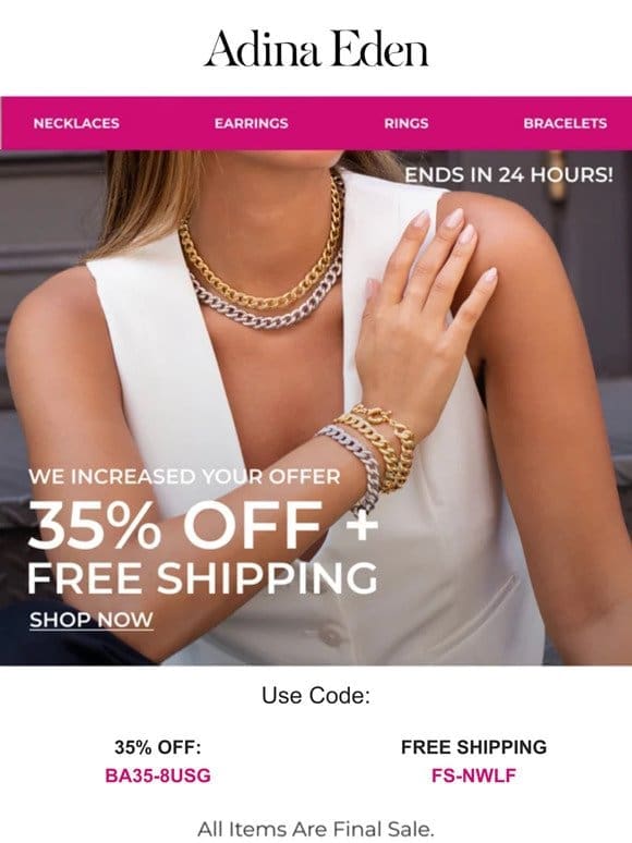 35% OFF + FREE SHIPPING!