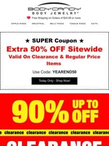 50% Off Coupon + 90% Clearance