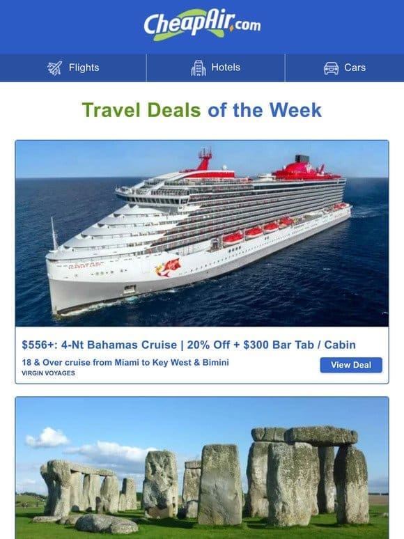 $556+ Cruise to Bahamas & more