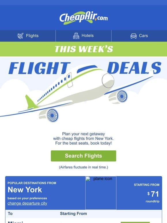 $71 Roundtrip from New York