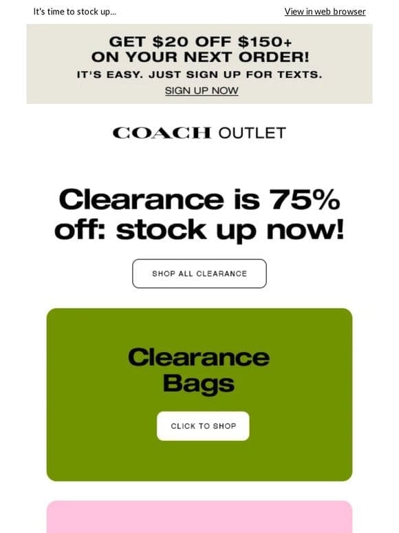 75% Off Clearance Is All Yours!