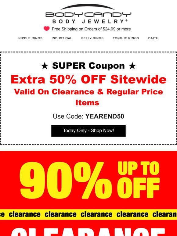 90% OFF Clearance ★ 50% Off Coupon Inside