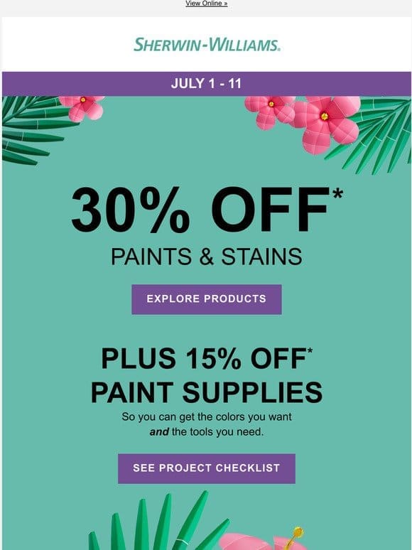 A Colorful Surprise: 30% OFF Paints & Stains!