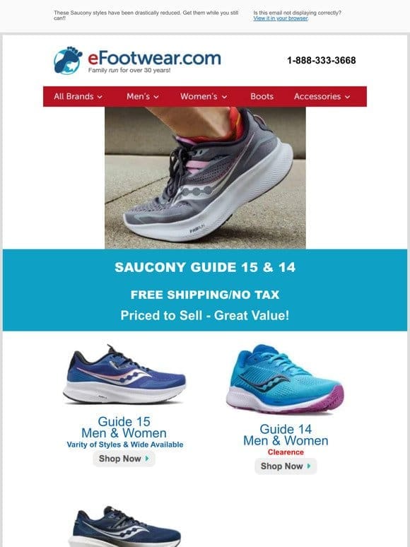 Act Fast! Saucony Guide 15 & 14 at Unbeatable Prices!