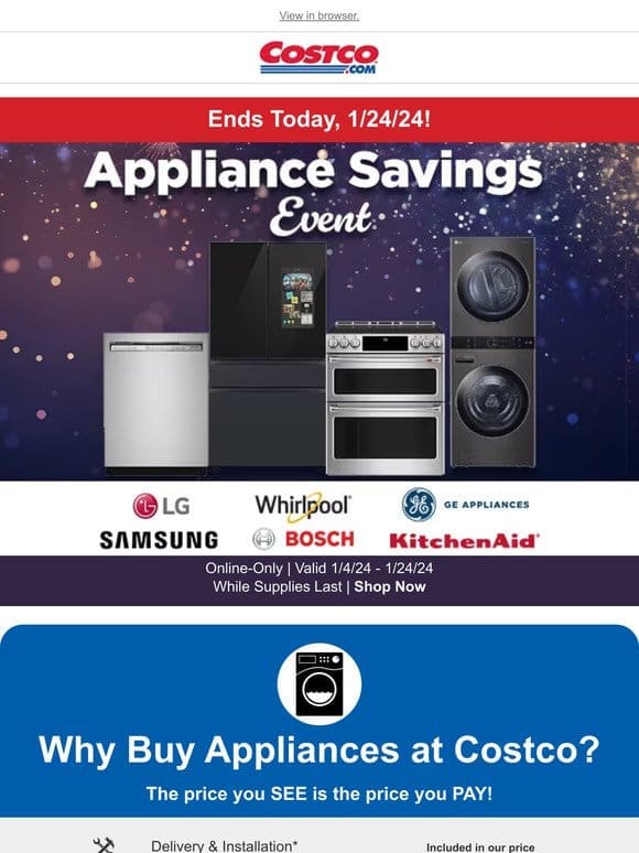 Appliance Savings Event ENDS TODAY!