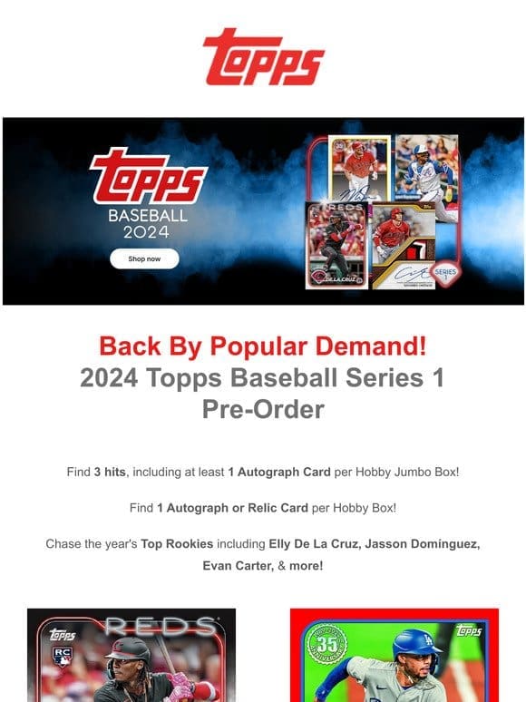 Back By Popular Demand – 2024 Topps Baseball Series 1 Pre-Order!