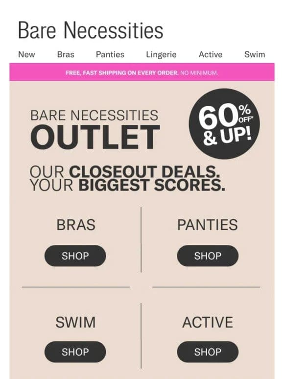 Bare Necessities Outlet: Save 60% & Up With These Closeout Deals