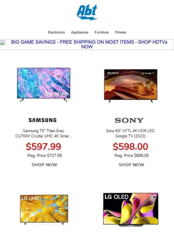 Big Game Savings Are Here!