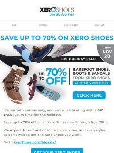 Big Sale   Save Up to 70% Off All Xero Shoes