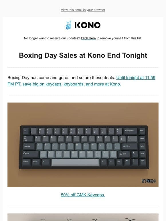 Boxing Day Sales at Kono End Tonight