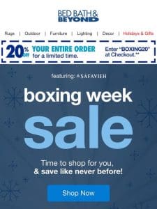 Boxing Week Exclusive: 20% Off Your Entire Order