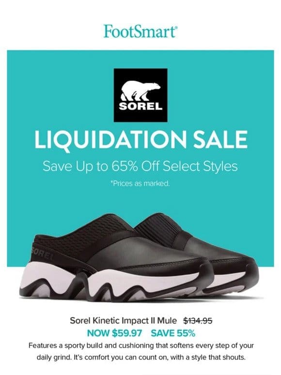 Brand Liquidation! Up to 65% off Sorel Footwear