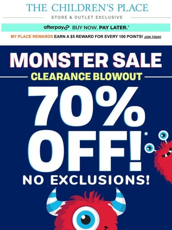 **CLEARANCE BLOWOUT** ALL 70% OFF (IN STORES ONLY!)