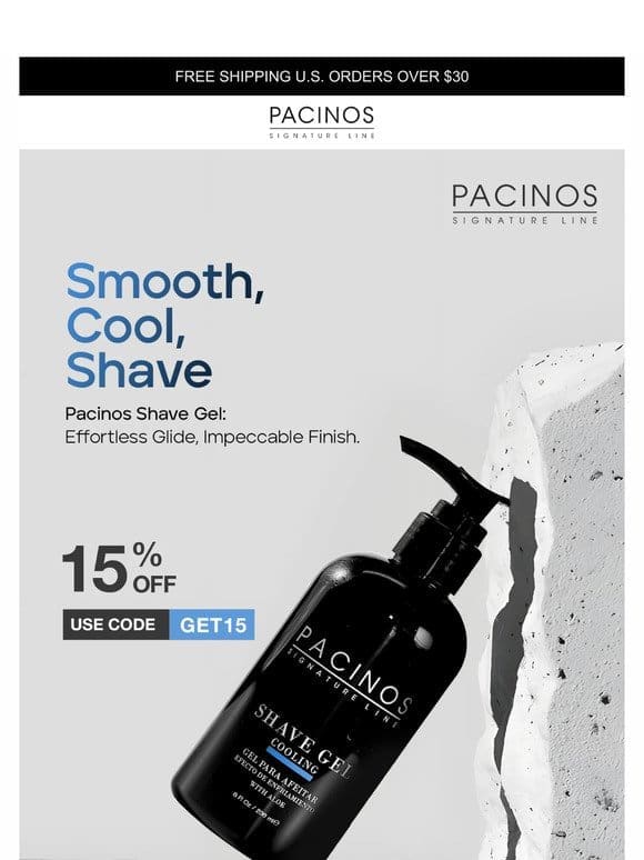 COOL SHAVE ALWAYS  Target Irritation with Pacinos Shave Gel ➡️ 15% OFF ON OUR SHAVE GEL