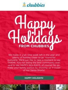 Chubby Holidays， from our family to yours!