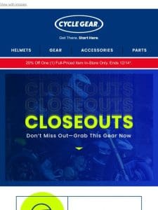 Closeouts On Gear!