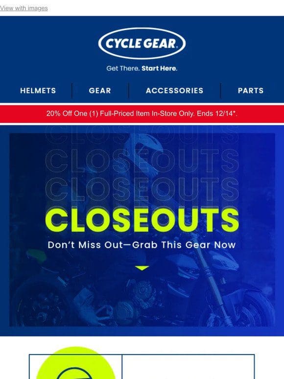 Closeouts On Gear!