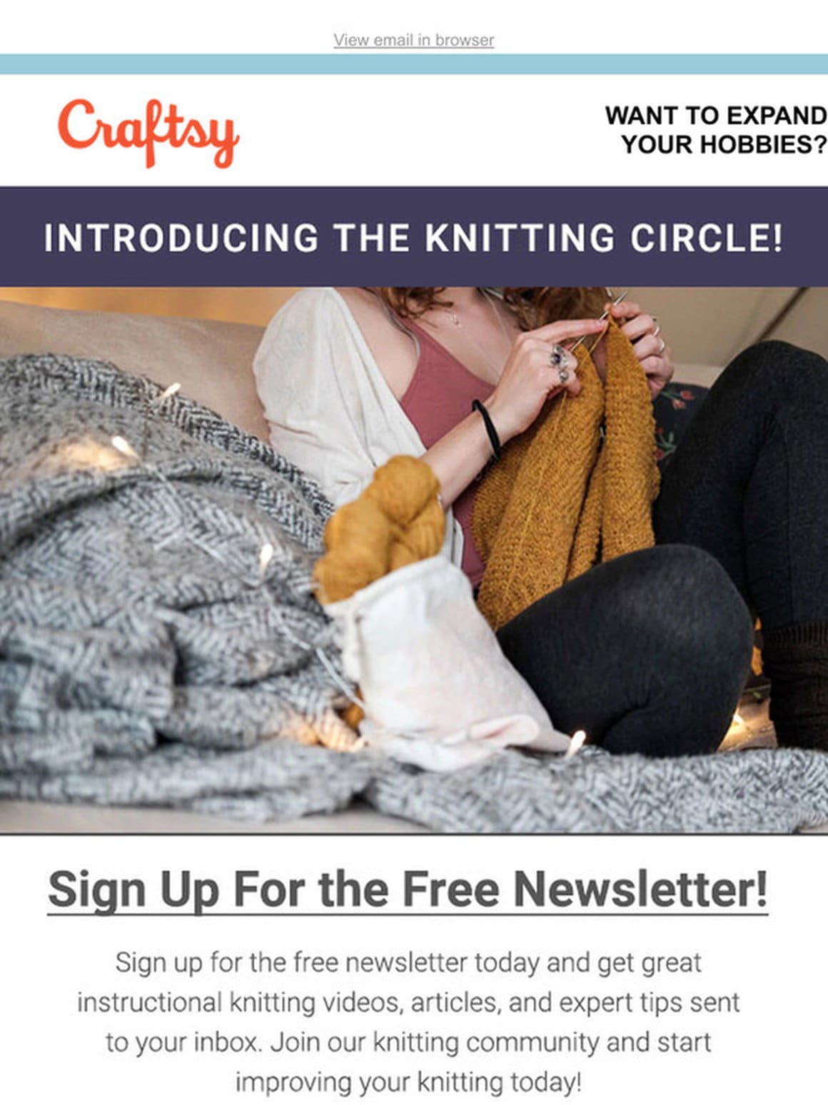 Congrats! You’ve been invited to get FREE knitting videos， tips & projects.