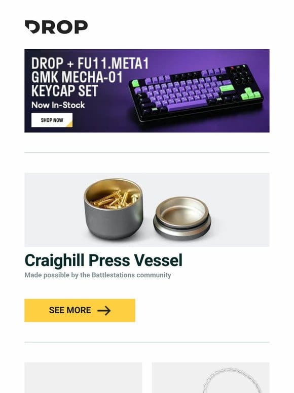 Craighill Press Vessel， Skyloong GK980 Triple-Mode Bluetooth Mechanical Keyboard， IKKO High-Ear C Golden Tone IEM and more…