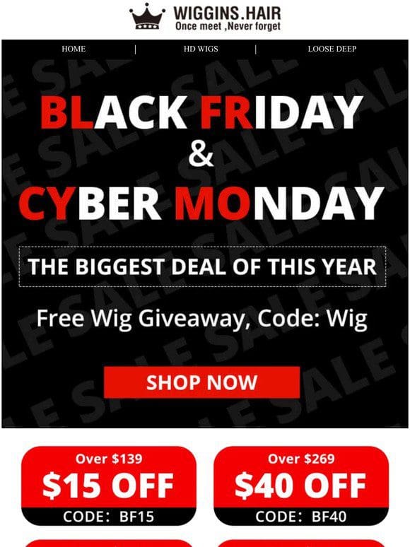 Cyber Monday Sale:Exclusive discount for you only today!