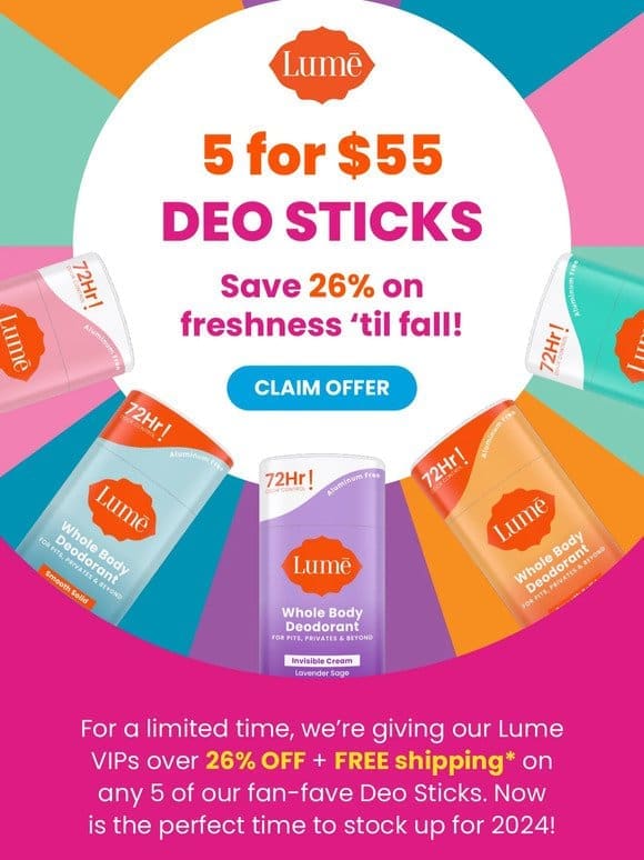 DEAL ALERT  5 for $55 deo sticks is BACK