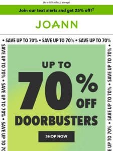 DOORBUSTERS up to 70% off! Blizzard fleece starting at $3.99 yd!