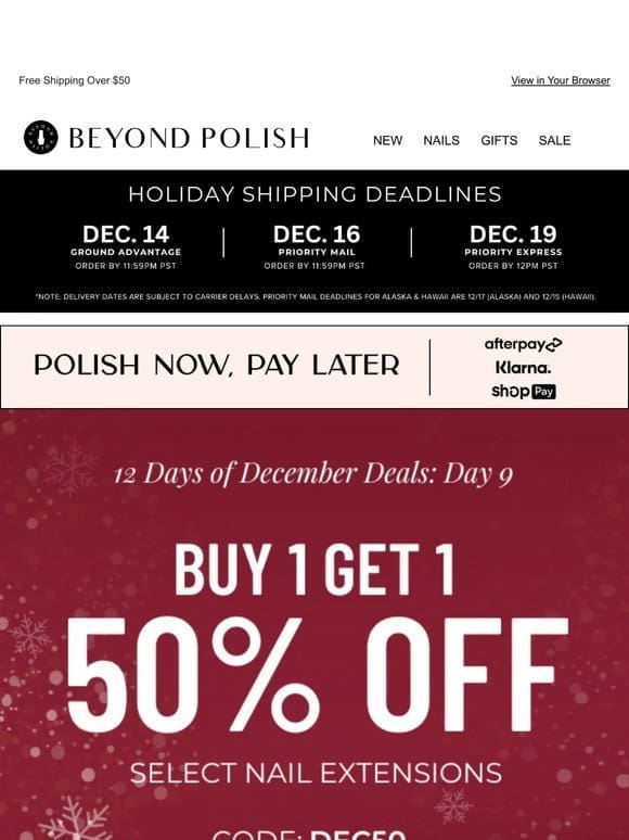 Day 9: BOGO 50% + NEW holiday styles added