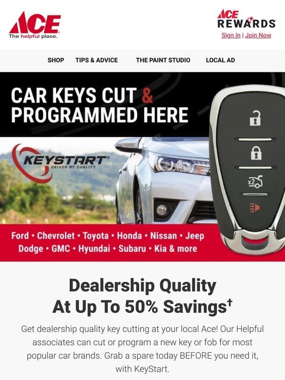 Dealership Quality Keys， Up to 50% Savings