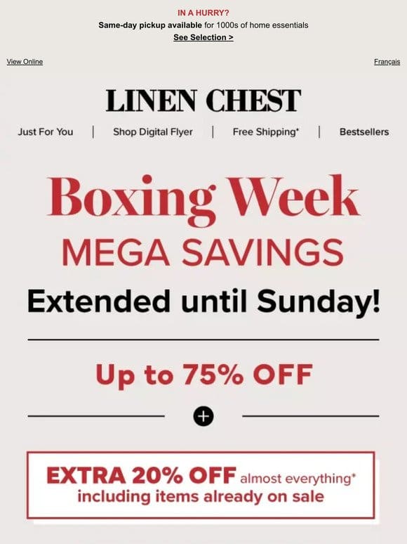 Deals up to 75% OFF + BONUS: Extra 20% OFF… until Sunday!