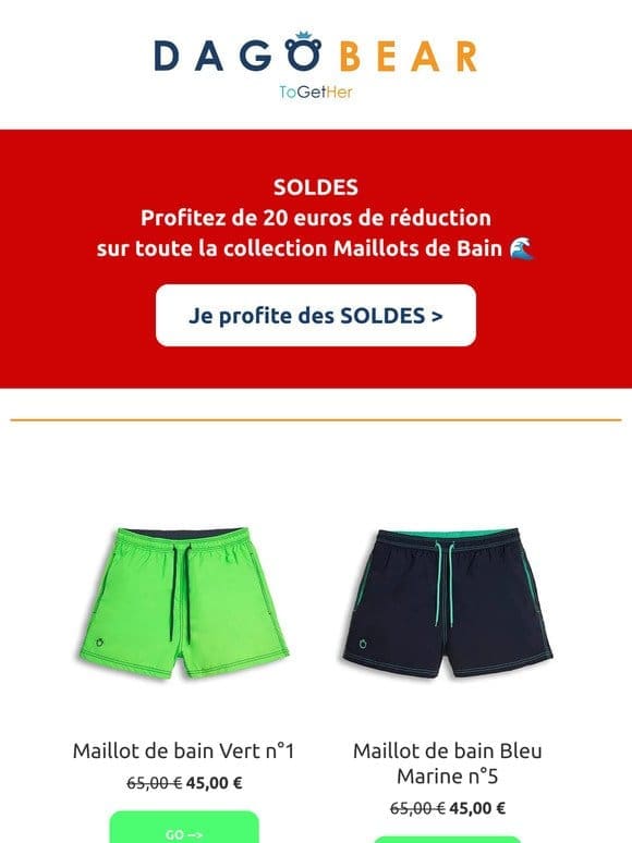 Dernier jour   20 euros de réduction sur tous les maillots de bain !