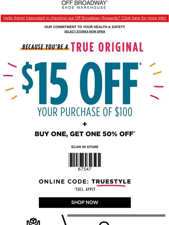 Discount available: $15 off your purchase