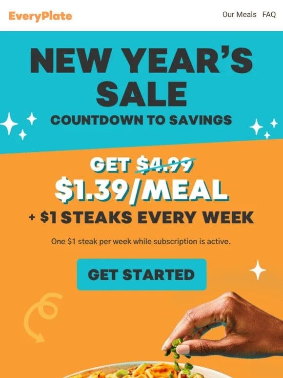 Don’t wait till midnight… $1.39/meal STARTS NOW!