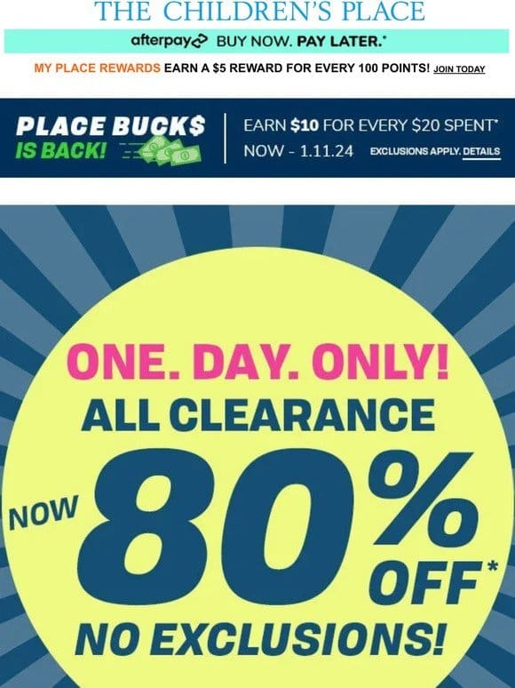 ENDS MIDNIGHT: 80% OFF ALL CLEARANCE (NO EXCLUSIONS!)