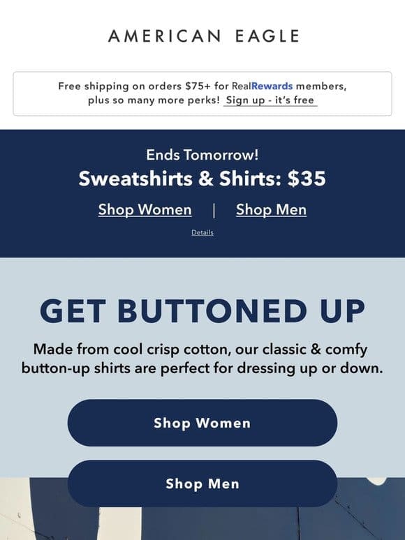ENDS SOON! $35 sweatshirts & shirts
