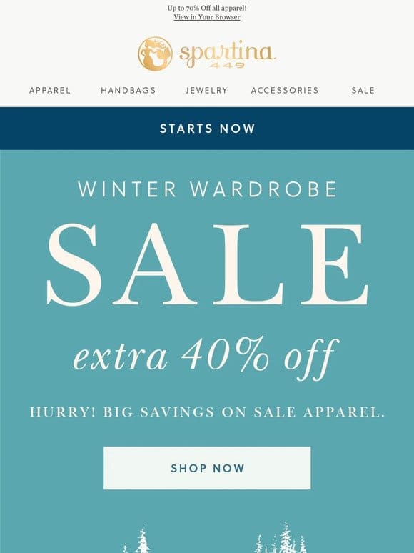 EXTRA 40% OFF ALL Sale Apparel