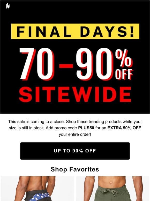 EXTRA 50% Off Everything – Site Closing