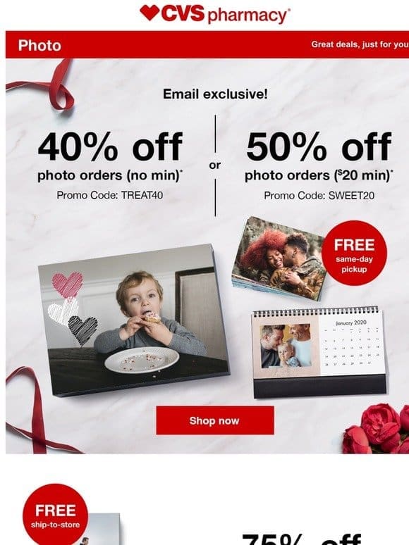 Email Exclusive: Up to 50% Off Photo Orders!