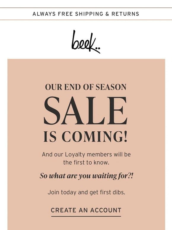 End of season . . . BIG savings!