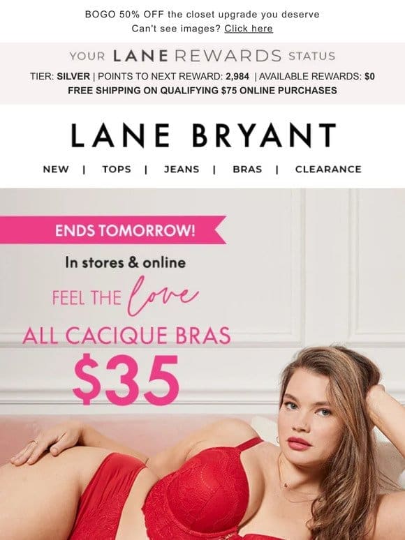 Ends (so) soon! ALL Cacique bras， $35