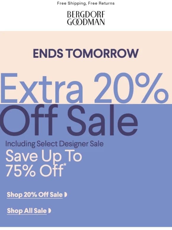 Ends tomorrow! Up To 75% Off