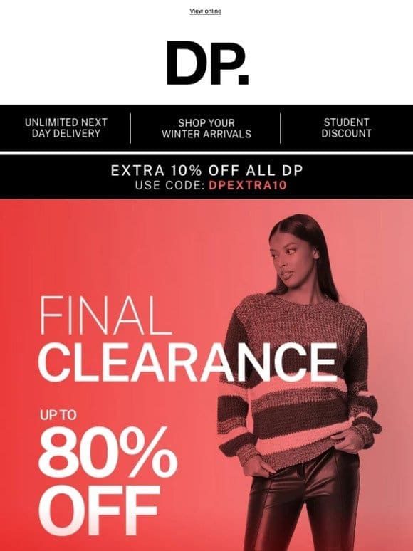 Extra 10% off all DP —