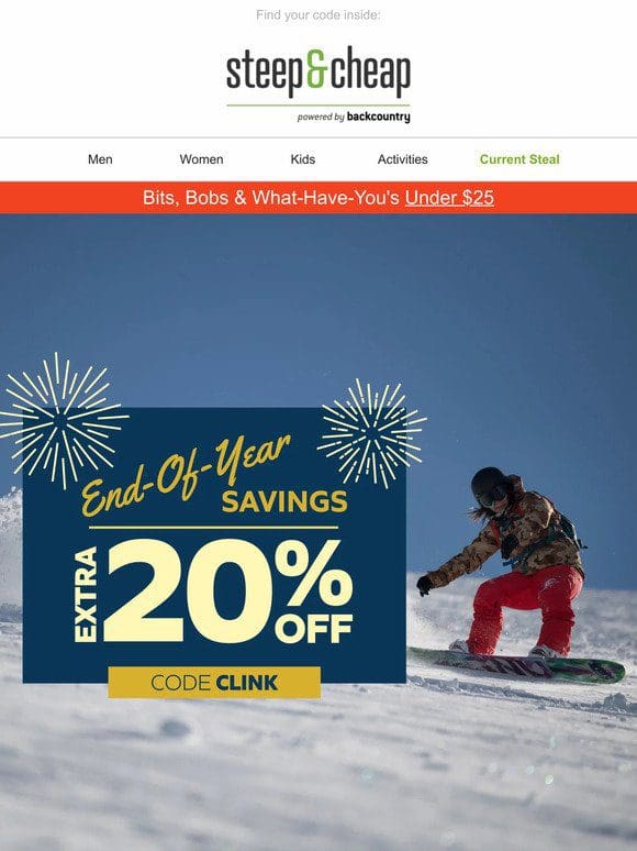 Extra 20% off! End-Of-Year Sale