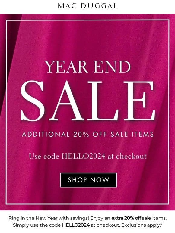 EXTRA 20% OFF SALE ITEMS