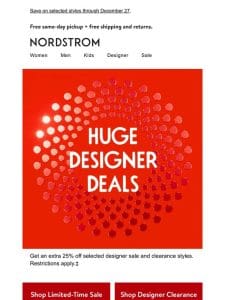 Extra 25% off designer sale