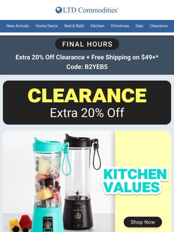 FINAL HOURS: Huge Clearance Savings + Free Shipping!