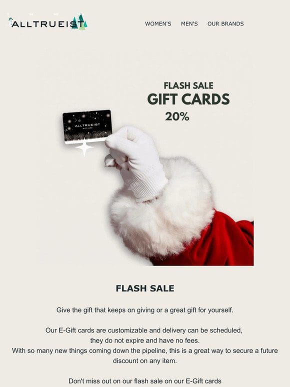 FLASH SALE | Take 20% OFF Gift Cards
