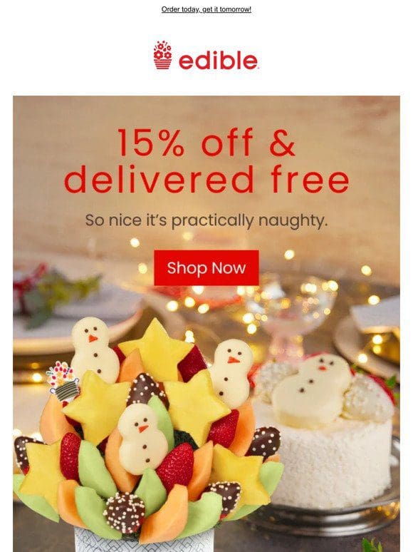 FREE delivery + 15% off select treats