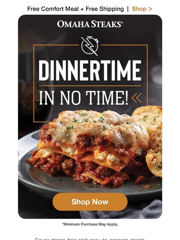 FREE lasagna | FREE baguettes | FREE shipping