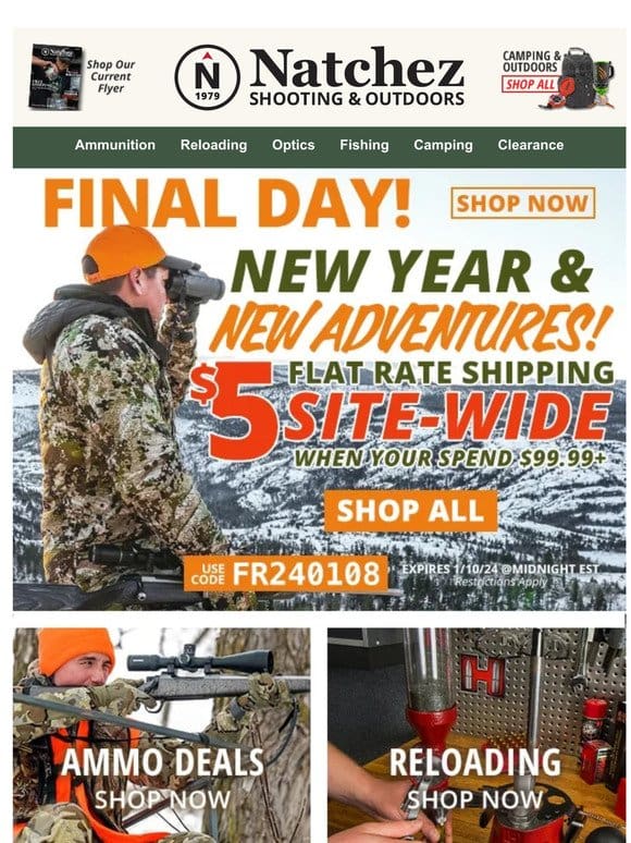 Final Day for $5 Flat Rate Shipping Site-Wide