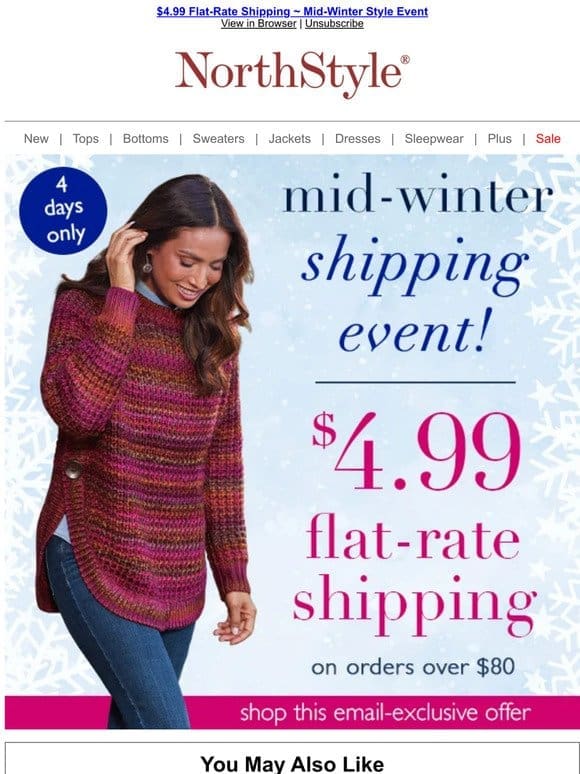 Final Day to Save on Shipping ~ Just $4.99 ~ Sweaters， Knit Tops & So Much More!